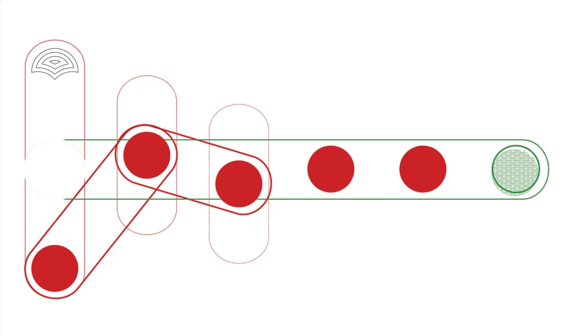 Kings Landing illustration of red circles connected along a user flow